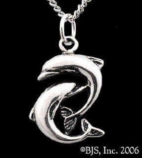 Yin Yang Dolphin Necklace, Sterling Silver, 24" long rhodium plated chain, Dolphin Animal Jewelry 