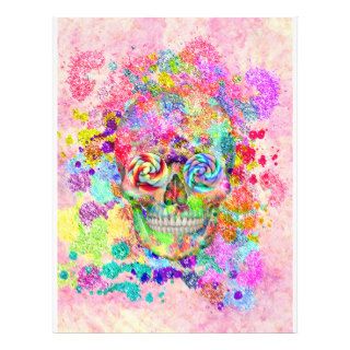Girly Sugar Skull Pink Glitter Fine Art Paint Flyer Design
