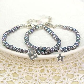 grey seed pearl bracelet with initial by lisa angel