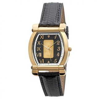 Croton "Curren C" Gold Ingot Tonneau Case Leather Strap Watch