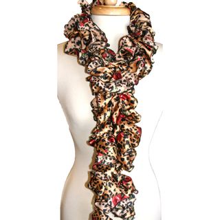 Leopard and Rose Chiffon Ruffled Scarf Scarves & Wraps