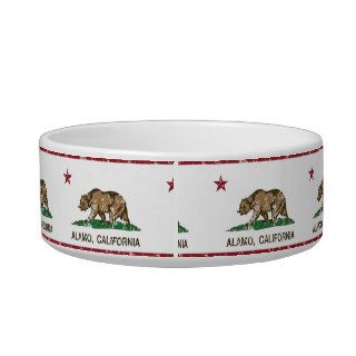 California Republic Alamo Flag Pet Food Bowls