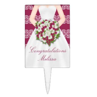 Bridal Shower Elegant Wedding Dress Personalized Cake Pick