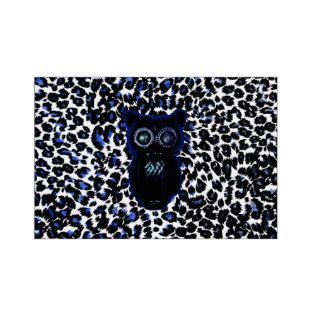 Owl On Black and Blue Leopard Spots Yard Signs