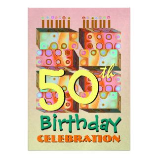 50th Birthday Party Candles Premium Metallic Custom Invites