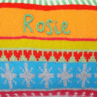 personalised knitted child's 'lulu' cushion by gabrielle vary knitwear