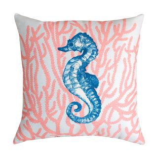 Turquoise Lagoon Coral Seahorse 19 inch Throw Pillow Throw Pillows