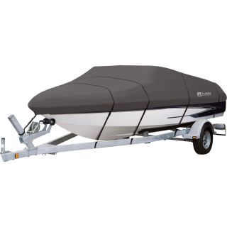 Classic Accessories StormPro Heavy-Duty Boat Cover — Charcoal, Fits 14ft.–16ft. V-Hull Fishing Boats (Beam Width Up To 75in.), Model# 88918  Boat Covers