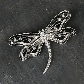 vintage dragonfly diamante brooch by bloom boutique