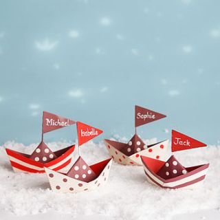 personalised table placename boats by chantal devenport designs