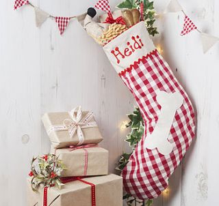 personalised christmas stocking for your dog by elm tree studio