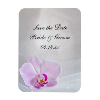 Pink Orchid and Veil Wedding Save the Date Magnet