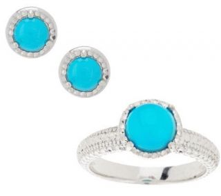 Sleeping Beauty Turquoise Diamond Cut Ring or Stud Earrings 