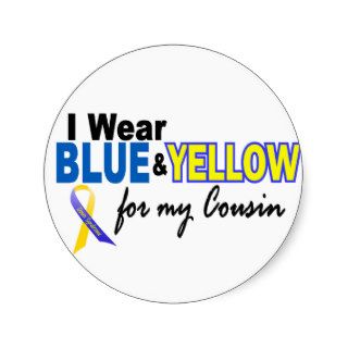 Down Syndrome I Wear Blue & Yellow For My Cousin 2 Round Sticker