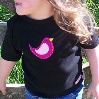 hand appliqued organic t shirt  eco fi bird by clever togs