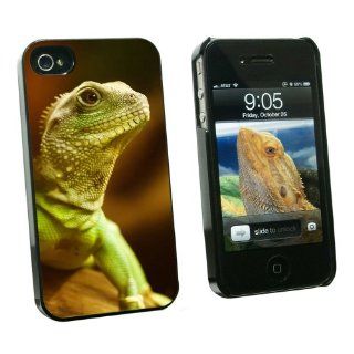 Graphics and More Asian Water Dragon Green Lizard Reptile   Snap On Hard Protective Case for Apple iPhone 4 4S   Black   Carrying Case   Non Retail Packaging   Black Cell Phones & Accessories