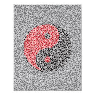 Yin Yang Symbol Color Dot Art Pattern Posters