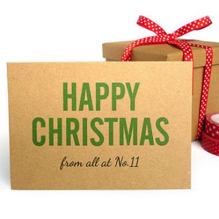 personalised 'happy christmas' handmade cards by dig the earth