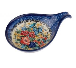 PolishStoneware Signature Joyful Blooms Large Spoon Rest —