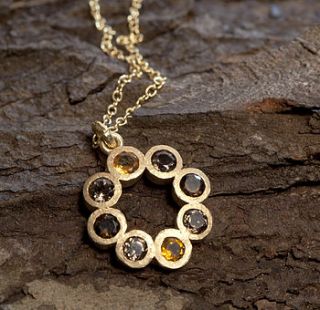 gold citrine, smokey quartz rosette necklace by embers semi precious and gemstone designs