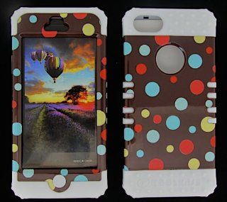 3 IN 1 HYBRID SILICONE COVER FOR APPLE IPHONE 5 HARD CASE SOFT WHITE RUBBER SKIN POLKA DOTS WH TP1258 KOOL KASE ROCKER CELL PHONE ACCESSORY EXCLUSIVE BY MANDMWIRELESS Cell Phones & Accessories