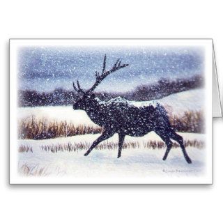Elk in the Snow Greeting Cards