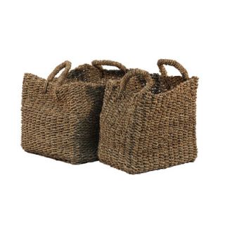 Ibolili Water Hyacinth Basket with Handle (Set of
