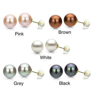 DaVonna 14k Gold Round Akoya Pearl Stud Earrings (8 8.5 mm) DaVonna Pearl Earrings