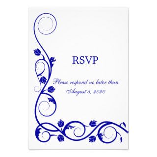 Elegant Royal Blue Swirls RSVP / Reply Card Invite