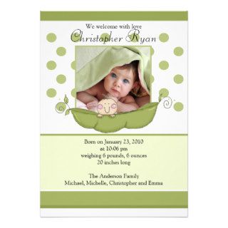Sweet Little Pea Baby Photo Announcement Card
