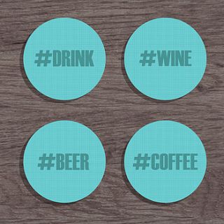 personalised 'hashtag' coasters by a piece of ltd