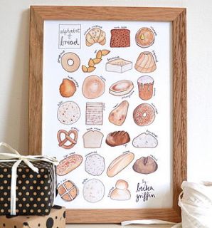 bread alphabet print by becka griffin illustration