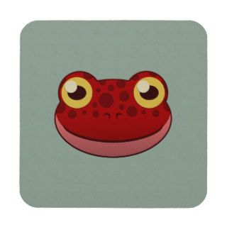 Paper Red Frog Drink Coaster