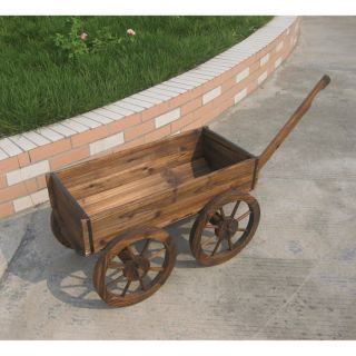 Wooden Planter Wagon, Model# XL103  Lawn Ornaments   Fountains