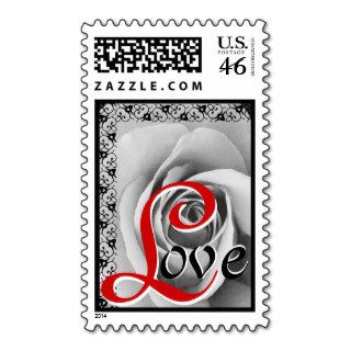 BLACK WHITE RED Rose LOVE Wedding Lace Accent Postage