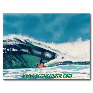 Surfing Surfer Tube Ride California Postcard Art