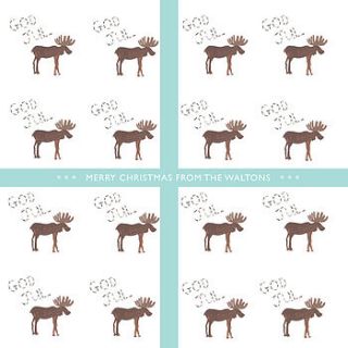 personalised 'moose' christmas cards by ten and sixpence