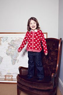 new red star knitted cardigan by bamboo baby