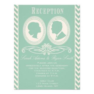 Trendy Mint Chevron & Script Reception Invitation