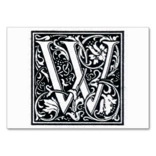 Decorative Letter "W" Woodcut Woodblock Initial Business Card Templates