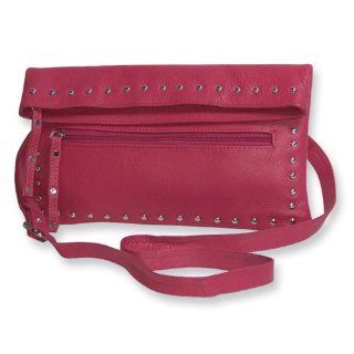 Pink Leather Fold Over Cross Body Bag Jewelry