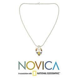 Sterling Silver 'Rainbow Wreath' Multi gemstone Necklace (India) Novica Necklaces