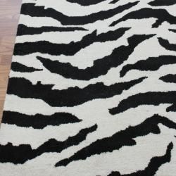 nuLOOM Handmade Modern Zebra Pattern Black/ White Wool Rug (5 x 8') Nuloom 5x8   6x9 Rugs