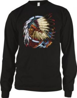 Indian Chief Mens American Indian Thermal Shirt, Native American With Feather Headdress Thermal Clothing