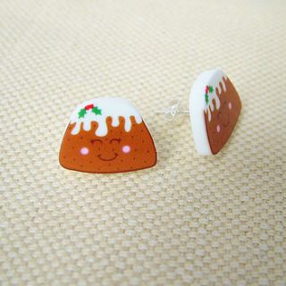 christmas pudding acrylic stud earrings by hoobynoo world