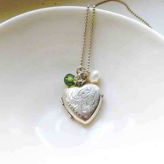 vintage silver heart locket necklace by lime tree design