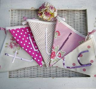 personalised childrens bunting by bunny loves evie