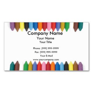 Colored crayons border business cards