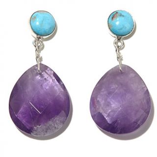 Jay King Opaque Amethyst and Turquoise Drop Sterling Silver Earrings