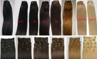 18" Clip in human hair extensions, 10pcs, 100g, Color #2 (Dark Brown) Health & Personal Care
